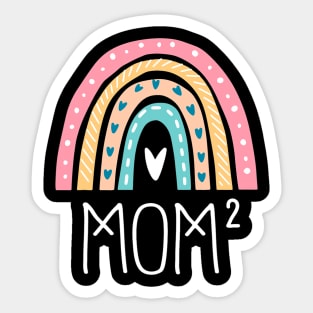 Funny Mom2 Rainbow Gifts Twin Mom Mama Of Two Sticker